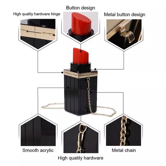 💄Acrylic Lipstick Evening Bag Pop Art - Picture 5 of 6